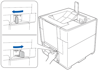 Move the lever at the back of the printer to the correct paper size position.