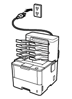 Schließen Sie das Netzkabel an eine normale Netzsteckdose (Steckdose) an, und schalten Sie das Gerät ein.