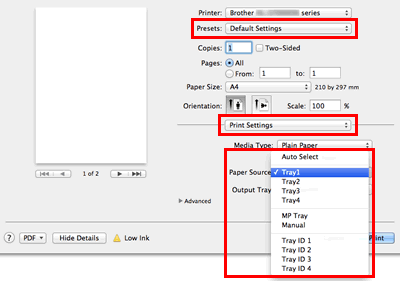 Choose Tray for Paper Source.