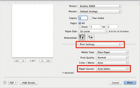 Paper source setting