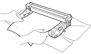 Put the print sample in front of the drum unit, and find the exact position of the poor print.