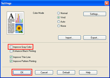 Printing Preferences of Windows printer driver