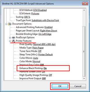 Preferencias de impresión del controlador BR-Script de Windows