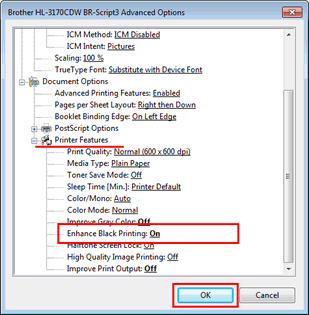 Printing Preferences of Windows BR-Script driver