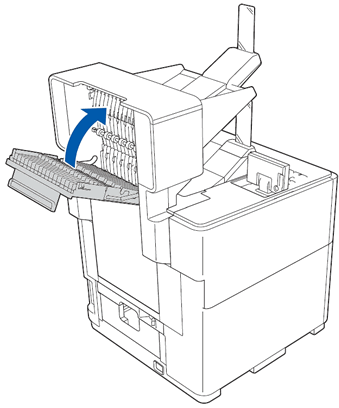 Firmly close the back cover of the optional output tray.