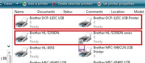 I M Using Windows Vista There Are Two Printer Icons With A Same Product Name In The Printers Section Why Which Should I Use Brother