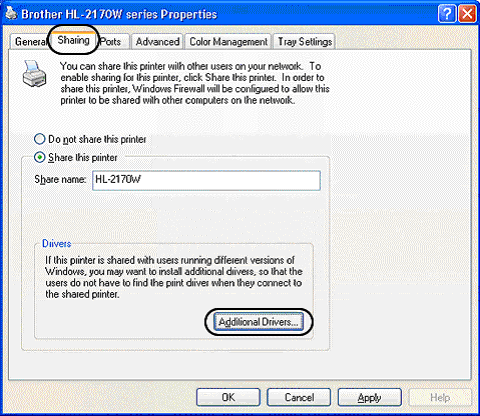 No puedo imprimir desde la impresora compartida en red cuando uso Windows XP  SP2 32 bit o Windows Vista 32 bit. ¿Qué debo hace? | Brother