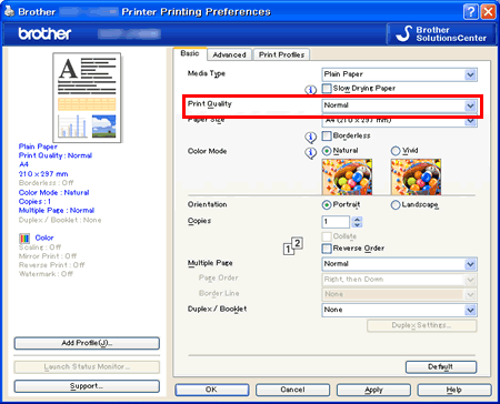 Modifier la qualité d'impression