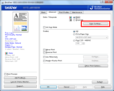 Click Color Settings