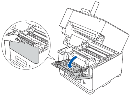 Open the MP tray and lower it gently.