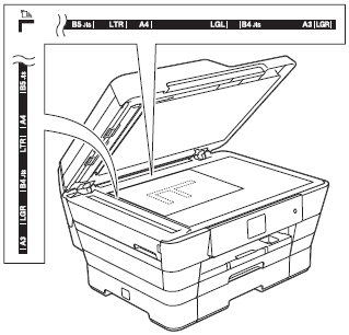 Use the document guide lines in the upper-left corner of the flat scanner glass