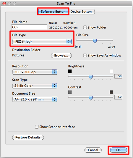 Scan flere sider én fil i stedet hver scanning, der gemmes som en separat fil.