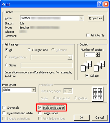 Scale to fit paper