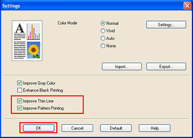 Print Setting of Printing Preferences