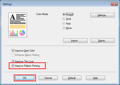 Settings of Windows printer driver