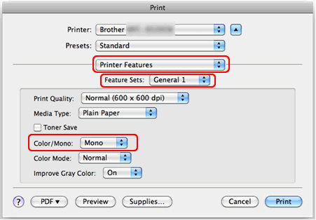 Print dialog