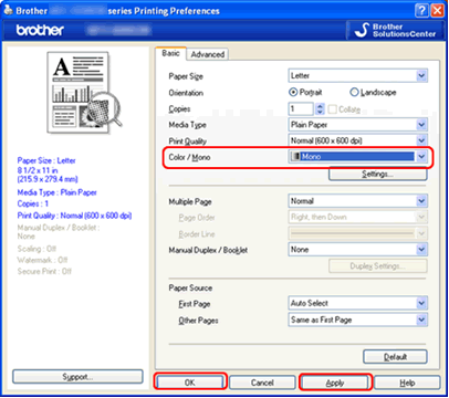 Printing Preferences