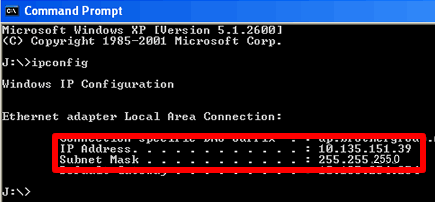 Controllare l'indirizzo IP e la subnet mask