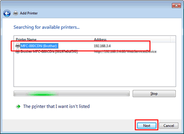 Инсталиране на вградените драйвери на Windows 7 от Windows Update осигурен  от Microsoft®. | Brother