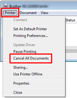 Le statut de l'imprimante est "hors-ligne" ou sur "pause". (Pour Windows) |  Brother