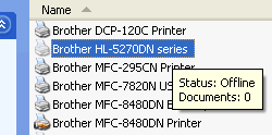 A nyomtató státusza Offline vagy Szünetel (Paused). (Windows) | Brother