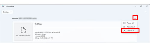 Printerstatus er Offline eller pause. | Brother