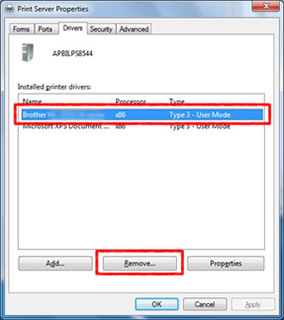 Remove printer driver