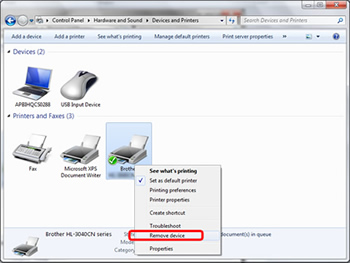 I cannot uninstall the printer driver using Printer Driver Uninstall Tool.  (For Windows 7 users who use the printer driver with WSD connection only) |  Brother