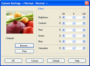 Custom Settings dialog box