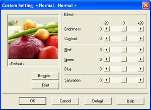 Custom Setting dialog box 