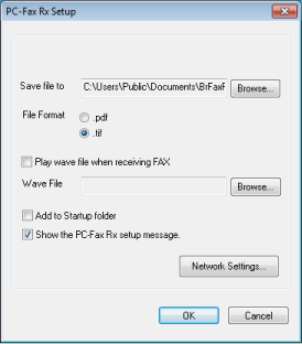 PC-Fax Receive settings