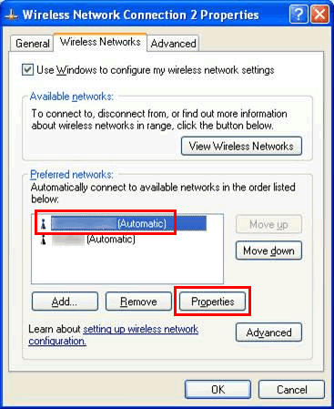 Choose Preferred Network and click Properties.