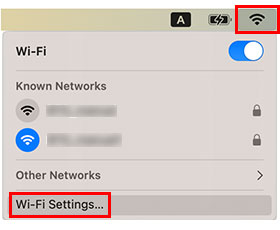 Wybierz opcję Ustawienia Wi-Fi
