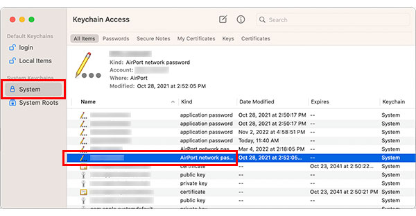 Keychain Select SSID