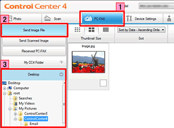 Trimiterea unui fişier imagine ca fax de pe calculator folosind aplicaţiile  software ControlCenter4 şi Brother PC-FAX (Pentru Windows) | Brother
