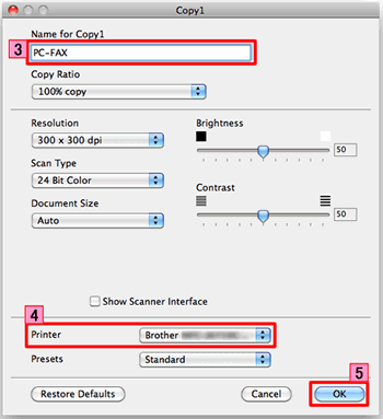 Copy button configuration dialog