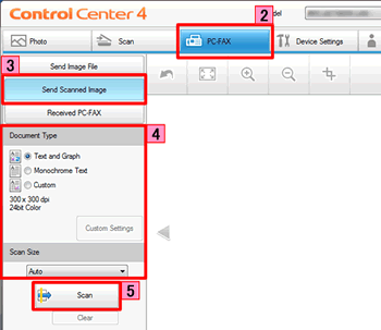 Dokument scannen und als Fax von Ihrem Computer versenden, indem Sie das  ControlCenter4 und die Brother PC-FAX Software benutzen (Für Windows) |  Brother