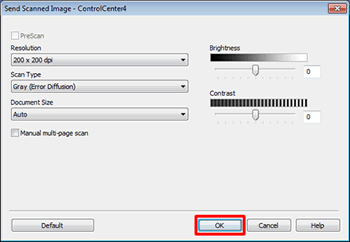 Send Scanned Image settings dialog