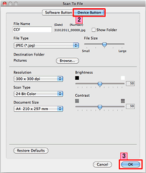 The settings window for Scan to File