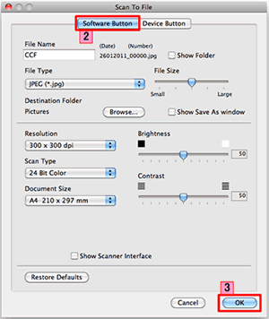 Modificare le impostazioni di scansione per la scansione da ControlCenter2  o dal tasto SCAN (per Macintosh) | Brother