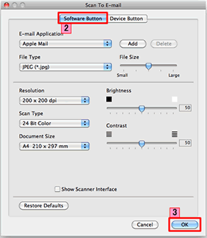The settings window for Scan to E-mail