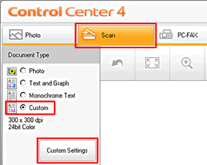 Cambiar las configuraciones de escaneo para escanear desde ControlCenter4 o  utilizando la tecla "SCAN" (Para Windows) | Brother