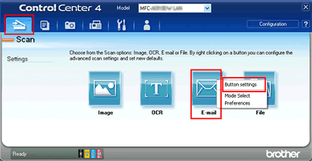 Change the scan settings for scanning from ControlCenter4 or the SCAN key  (For Windows) | Brother