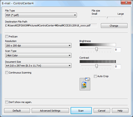 Scan Setting dialog box