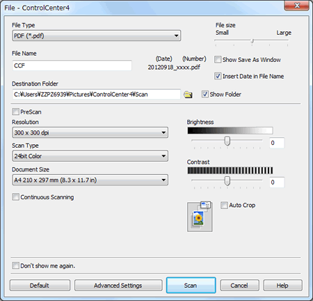 Escanear un documento y guardar la imagen escaneada a una carpeta en un  disco duro local o en la red (Para Windows) | Brother