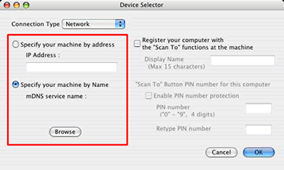 Device Selector dialog box