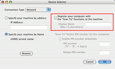 Device Selector dialog box