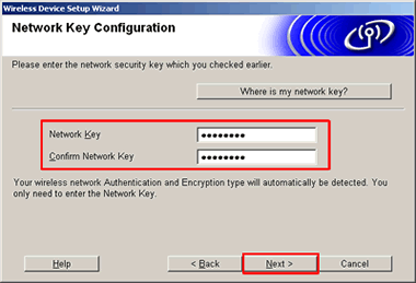 Konfiguration av nätverksnyckel