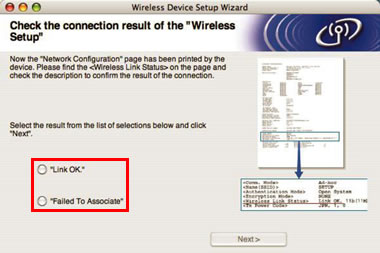 Überprüfen Sie das Verbindungsergebnis des Wireless-Setups