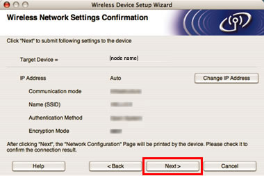Wireless Network Settings Confirmation